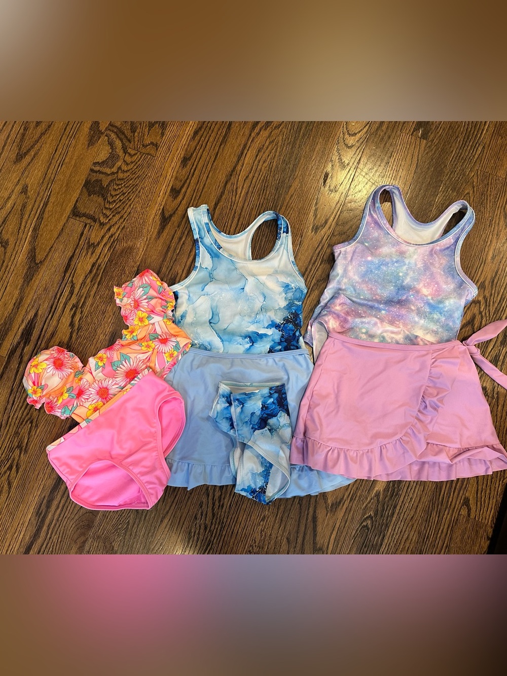 Girls Mixed Swimwear Set - Floral, Pink & Galaxy Tanks